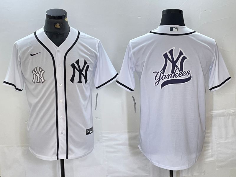 Men New York Yankees Blank White Third generation joint name Nike 2024 MLB Jersey style 14->new york yankees->MLB Jersey